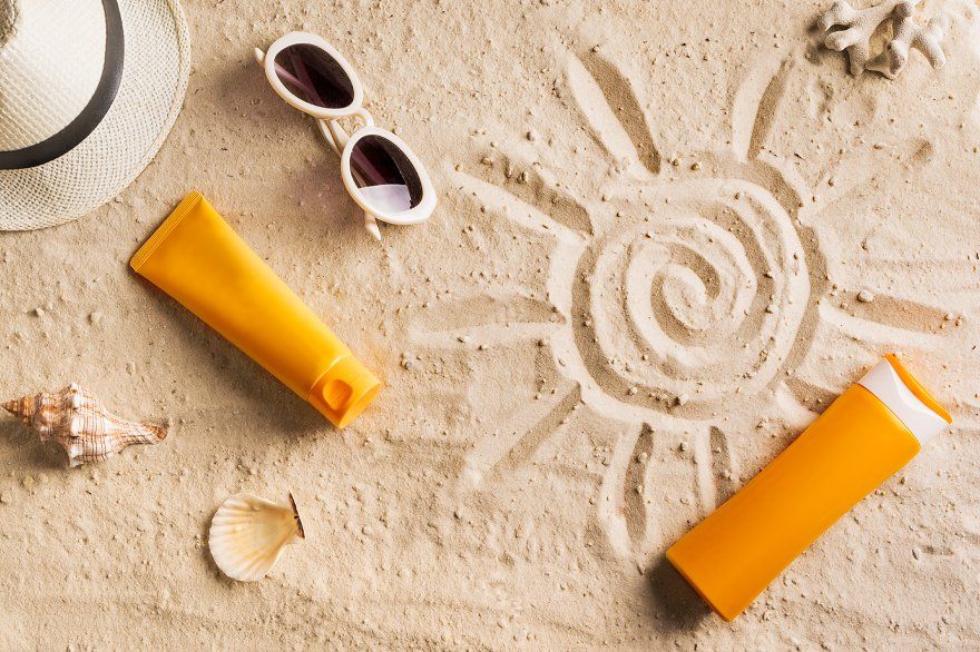 SPF business development imagery with sunscreen and beach elements